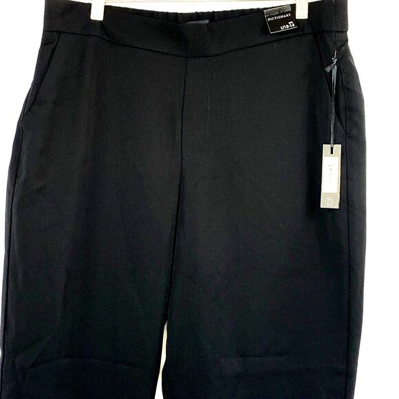 Dictionary Dress Pants Womens Large 12-14 Black Elastic Waist Band High Rise - Picture 2 of 10